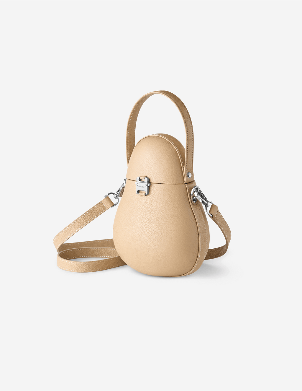 The Ève — Bolsa Clutch em Pele da PAGERIE em cor bege Sand — detalhe