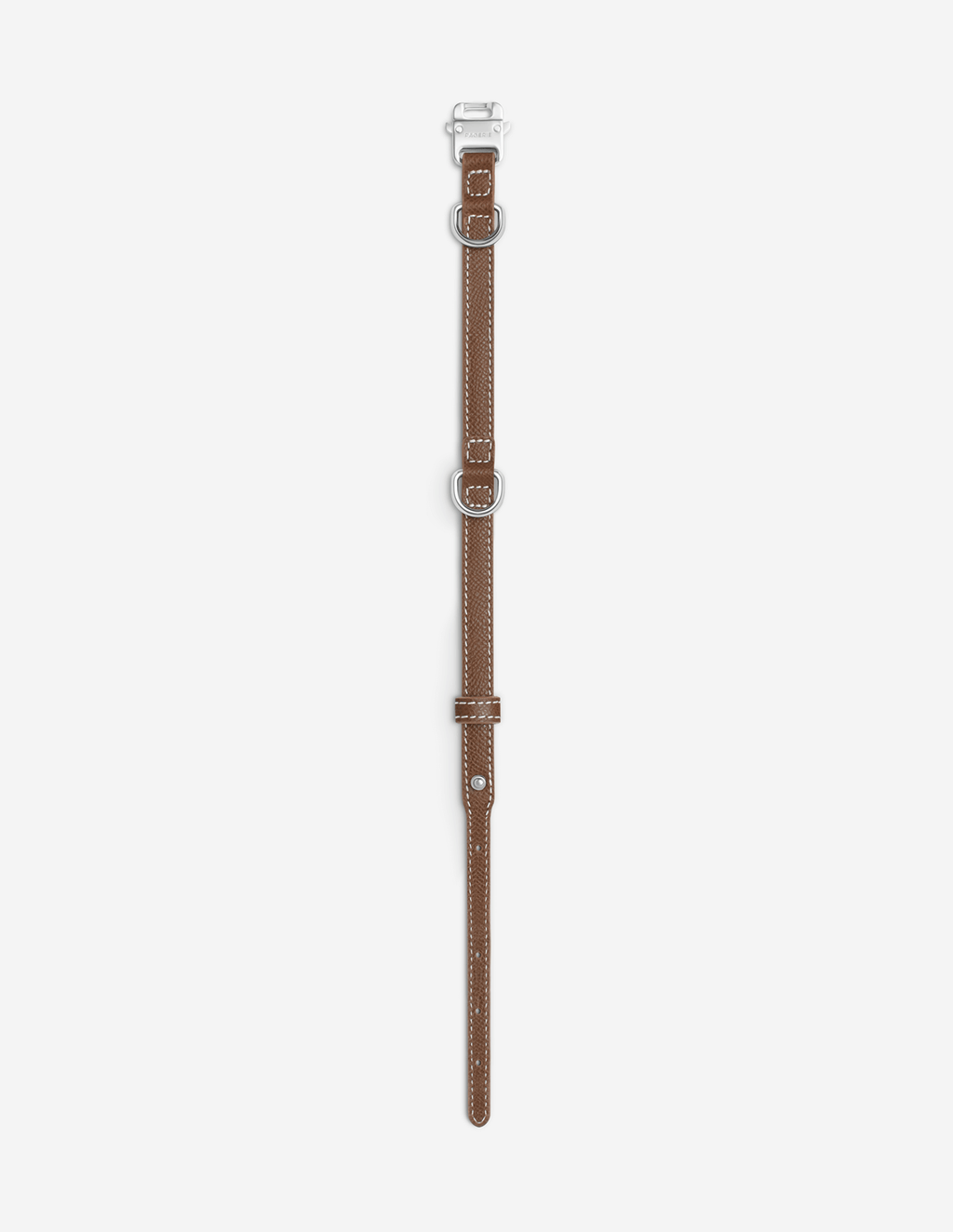 Coleira The Clyde em pele Walnut — detalhe
