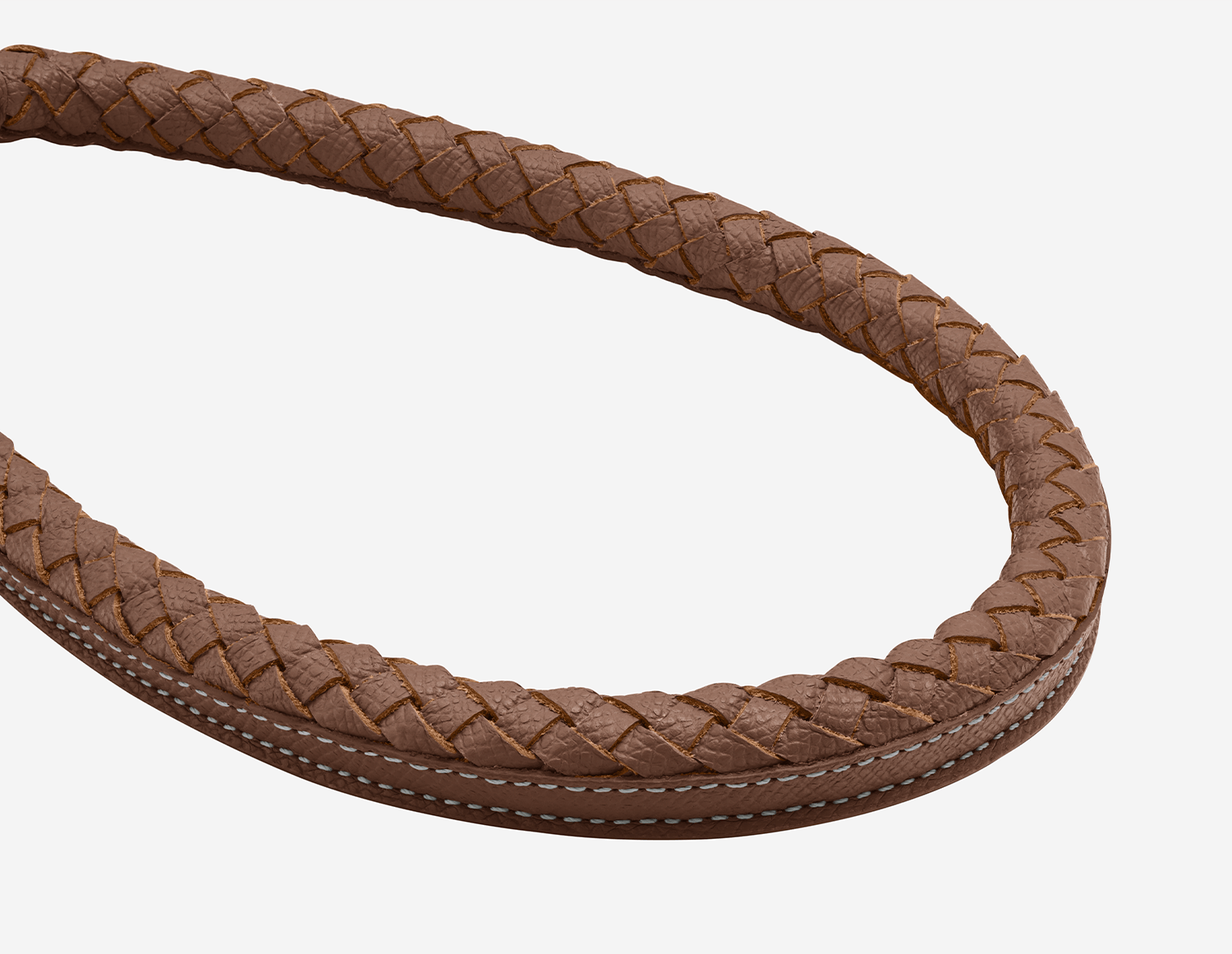 The Rava — Trela Entrançada da PAGERIE em cor castanha Saddle — detalhe do acabamento