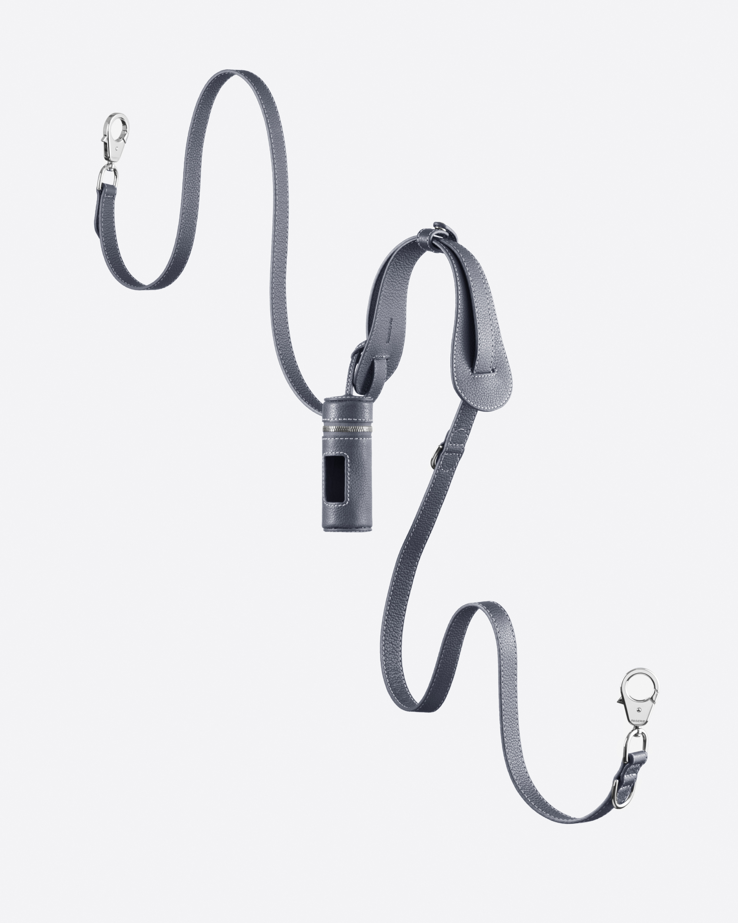 Trela The Tascher em pele cinzenta Granite — vista principal