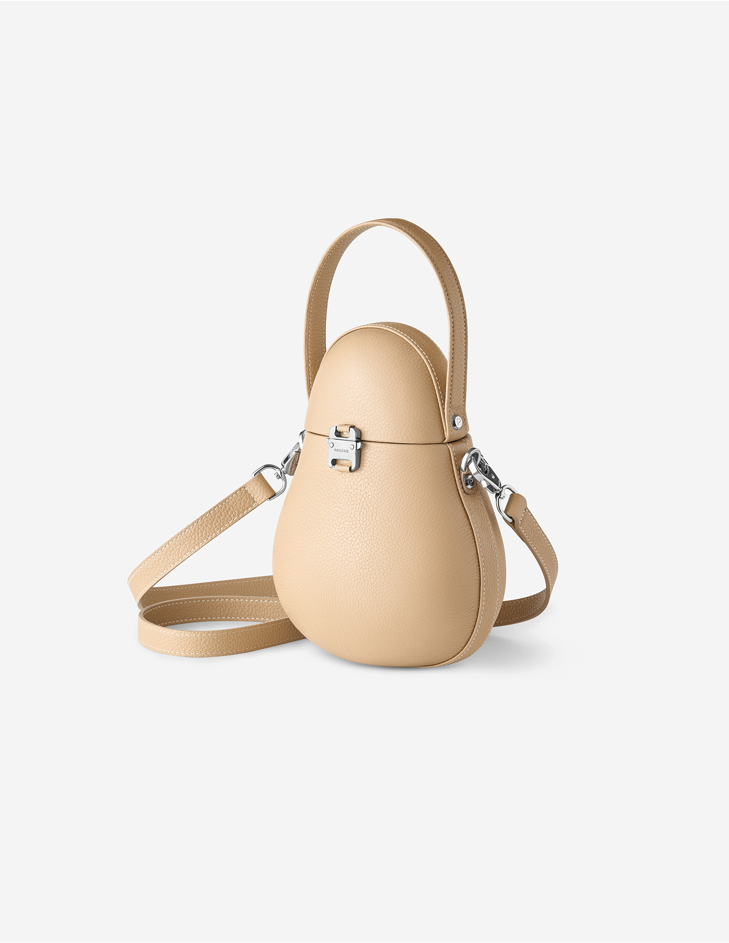 The Ève — Bolsa Clutch em Pele da PAGERIE em cor bege Sand — detalhe
