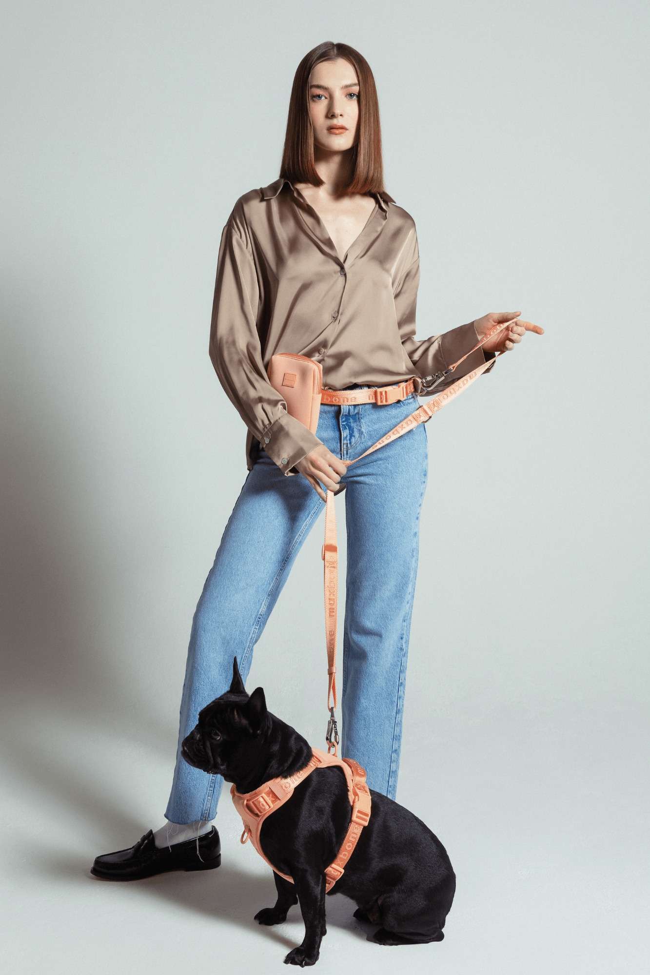 Trela GO! With Ease Hands Free Leash premium da Maxbone em Coral Peach — vista lateral (52)